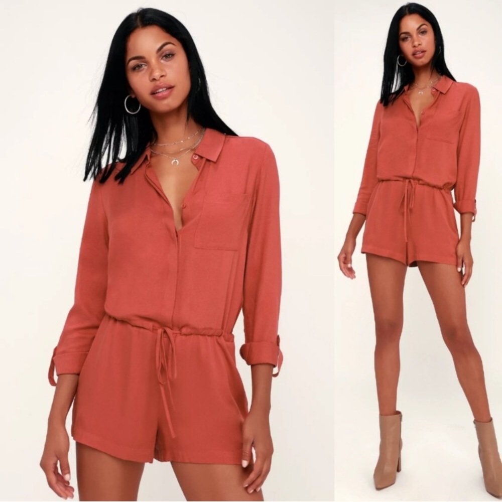 Lulus Dusty Rose Utility Romper